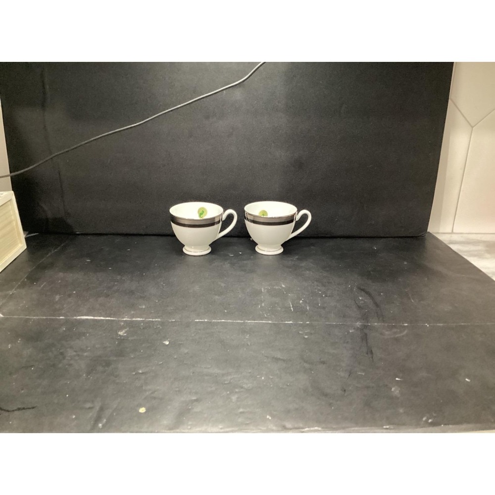Waterford Colleen Teacup Silver And White Fine China Japan Set Of 2
